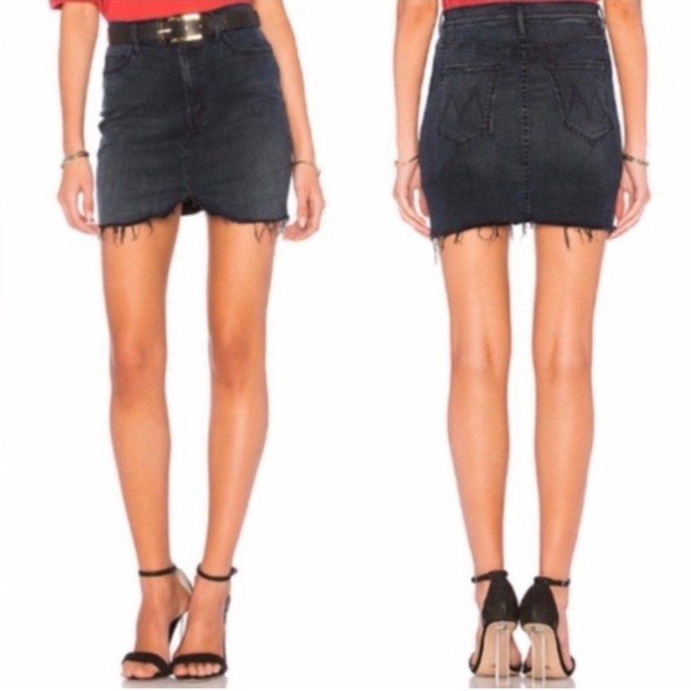 Womens MOTHER Denim The Scared Slit Mini Skirt In My Wildest Ride Sz 26